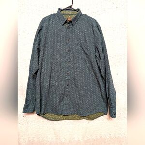 Lenor Romano Men's Green Patterned Shirt Button Up Button Down Sz M 100% Cotton